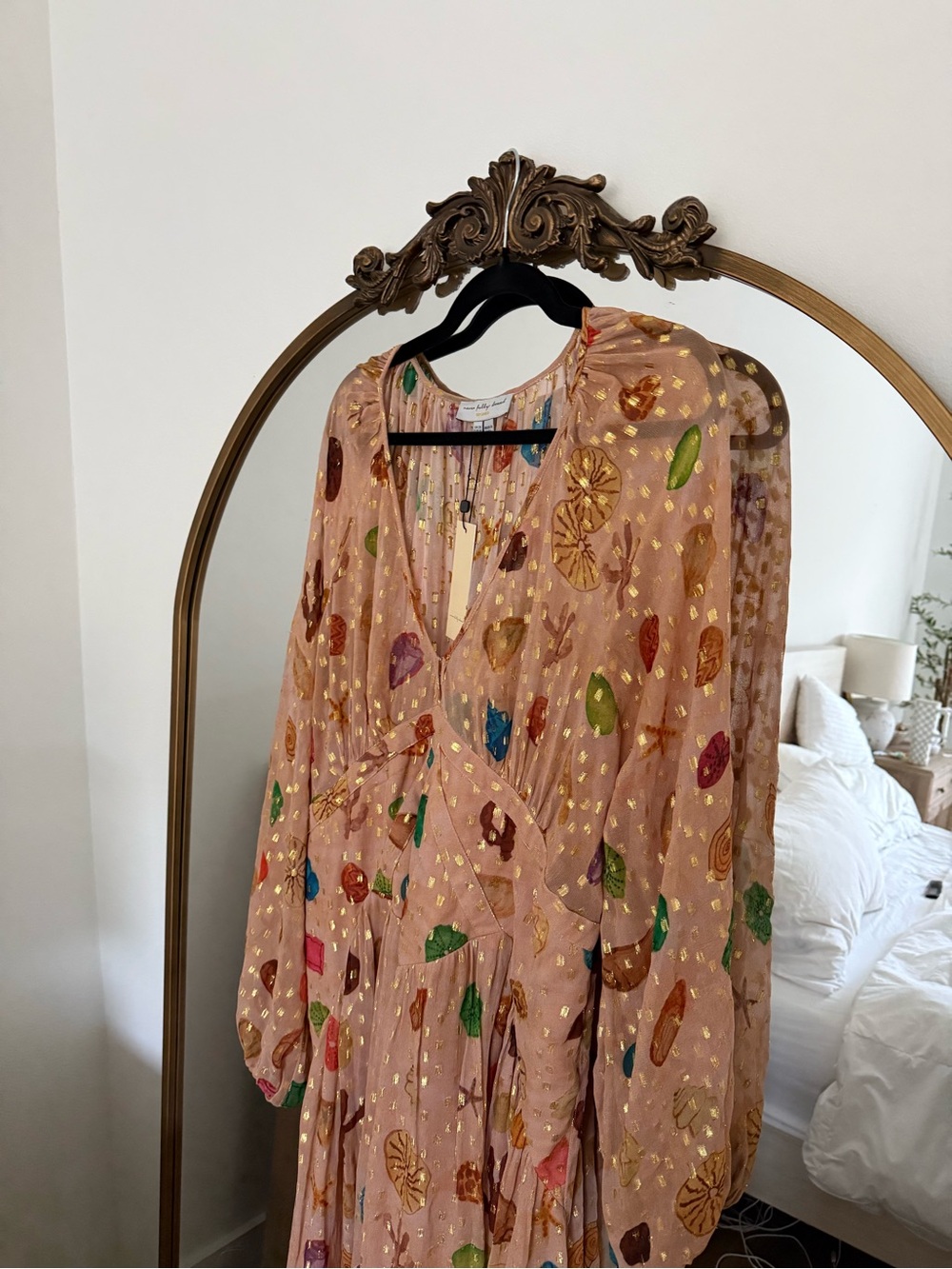 Never Fully Dressed Blush Shell Reign Maxi Dress with Multicolor Motifs - Picture 2 of 3